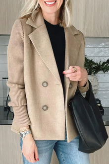 CLAIRE | Patchwork-Cardigan in Jeans – Beige