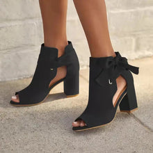 Damen Stiefeletten Vegan Leder | Schnürung | Eleganter Absatz – Schwarz